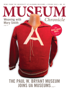 The cover of Museum Chronicle 62, featuring a sweater (a typical uniform in the time period) that was worn by Samuel Byron Slone from Lebanon, Alabama in 1896.