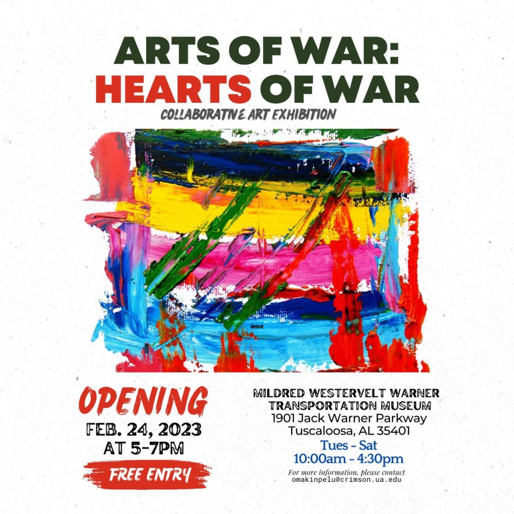 Arts of War: Hearts of War art exhibit promotional graphic